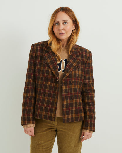 Wool Brown Check Vintage Blazer