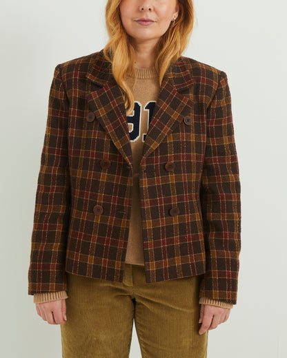 Wool Brown Check Vintage Blazer