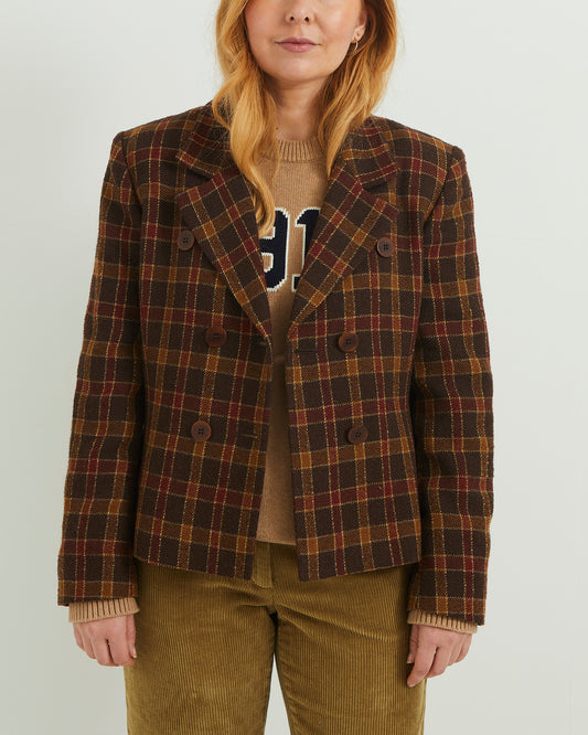 Wool Brown Check Vintage Blazer