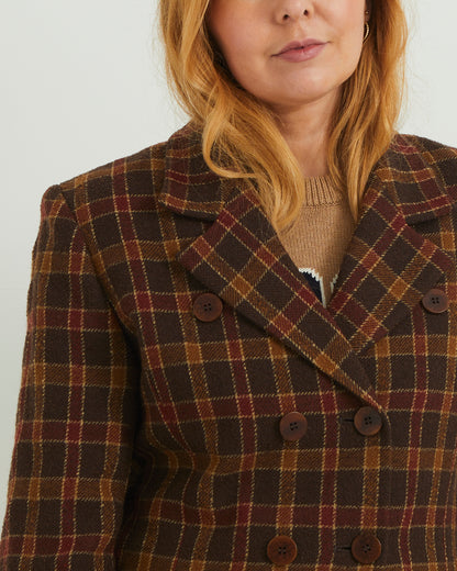 Wool Brown Check Vintage Blazer