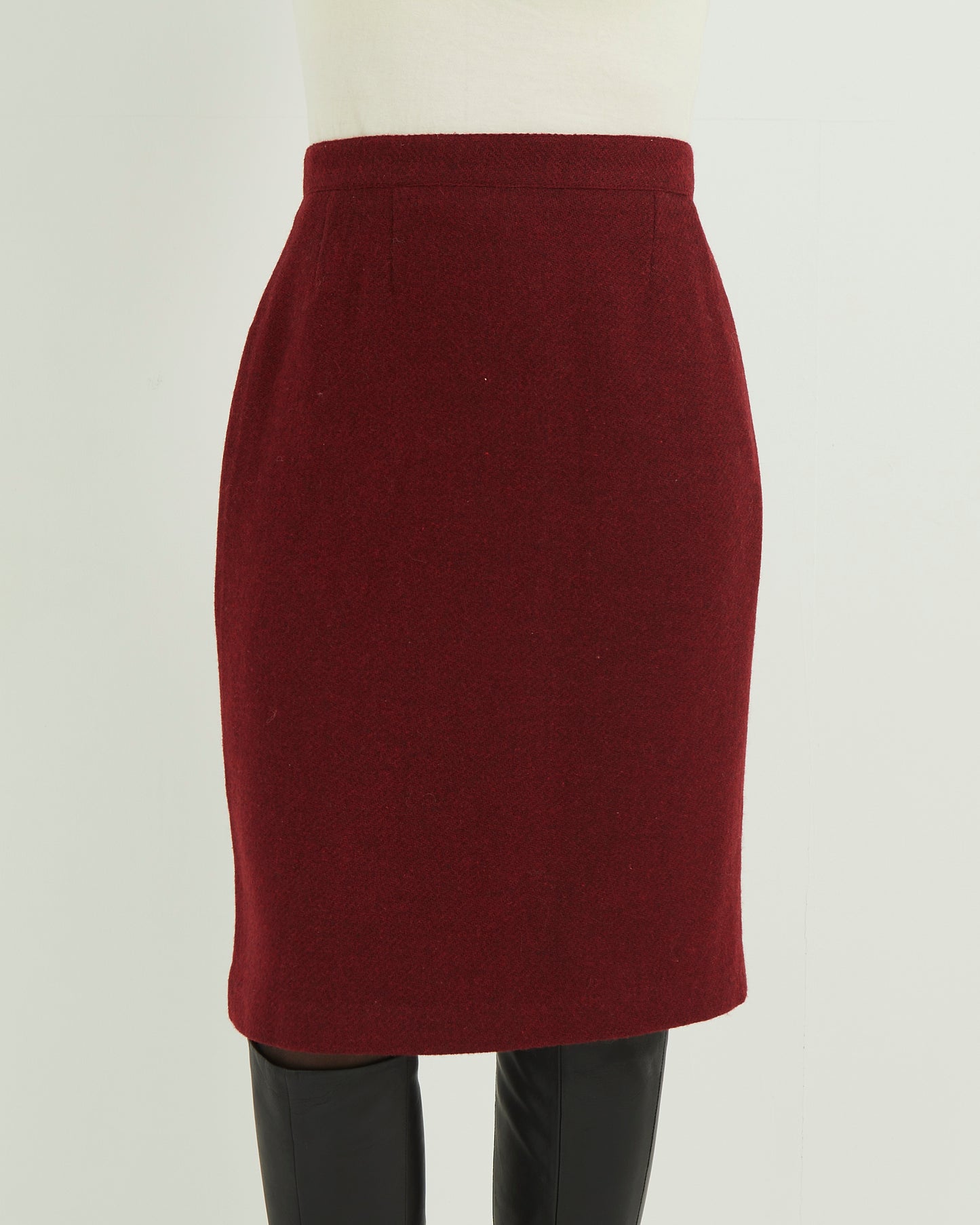 Red vintage wool pencil skirt