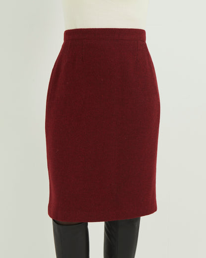 Red vintage wool pencil skirt