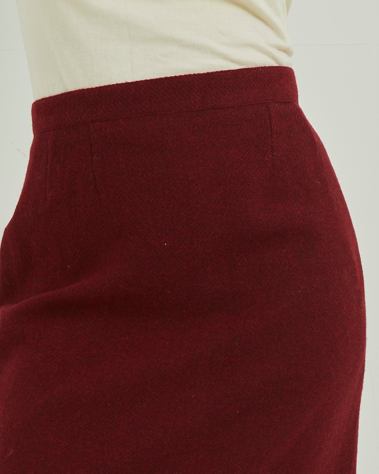 Red vintage wool pencil skirt