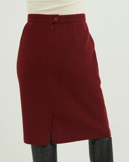 Red vintage wool pencil skirt