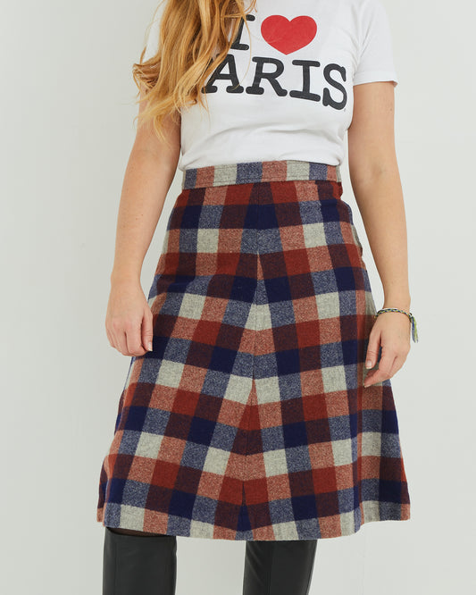 70s A-line Check Skirt