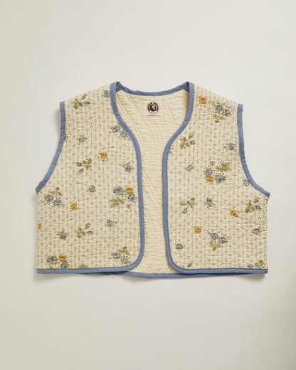 Idra reversible Cream Floral quilted Waistcoat