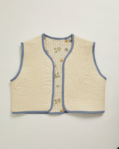 Idra reversible Cream Floral quilted Waistcoat