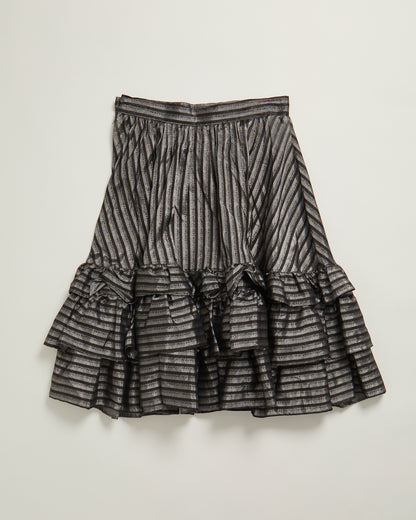 Silver and black stripe tiered can can Skirt