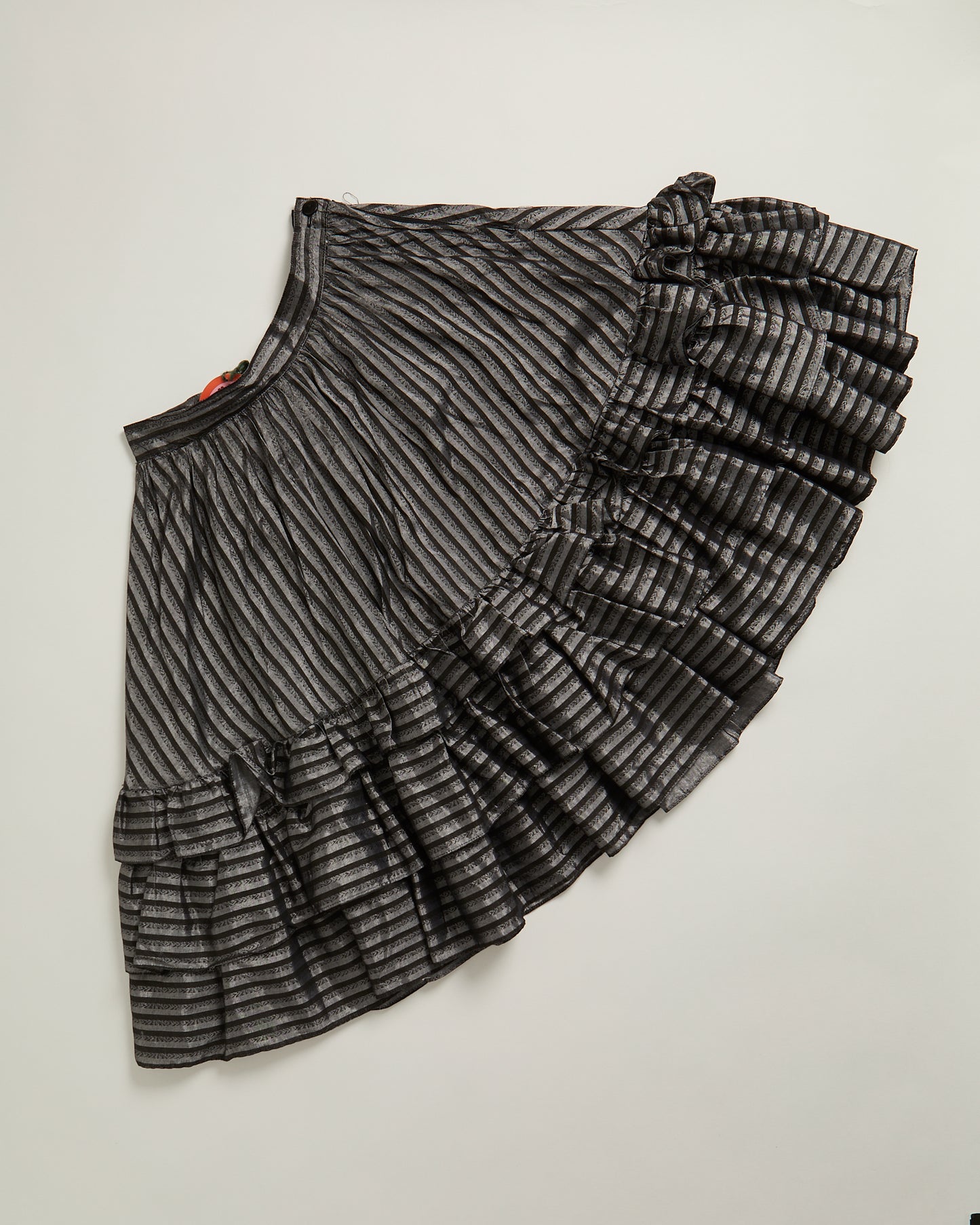 Silver and black stripe tiered can can Skirt