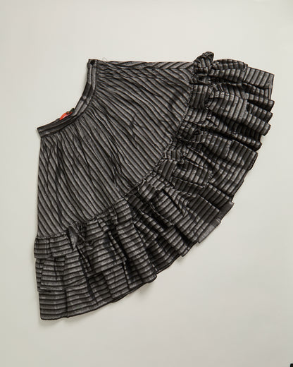 Silver and black stripe tiered can can Skirt