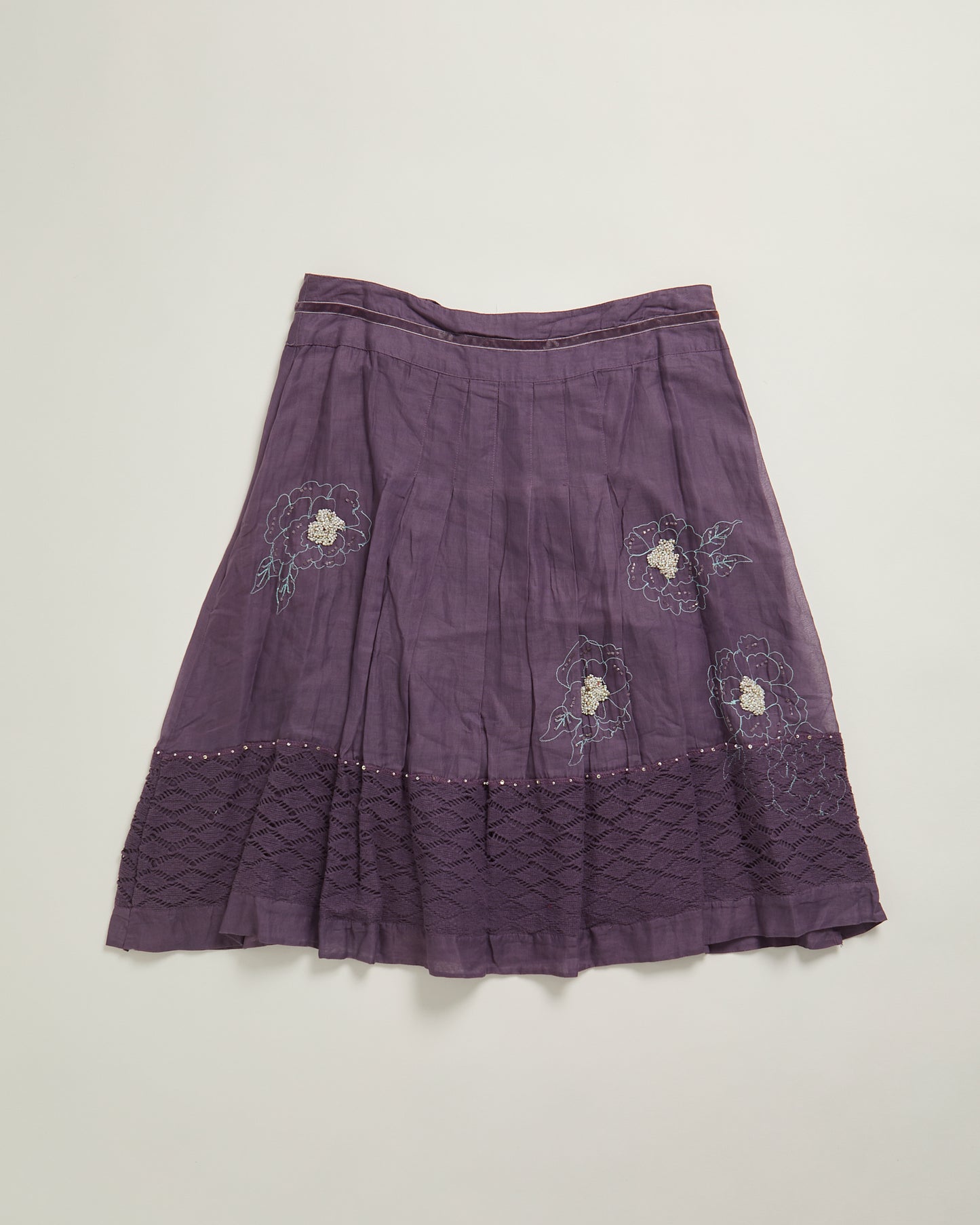 Purple y2k floral embroidery whistles skirt