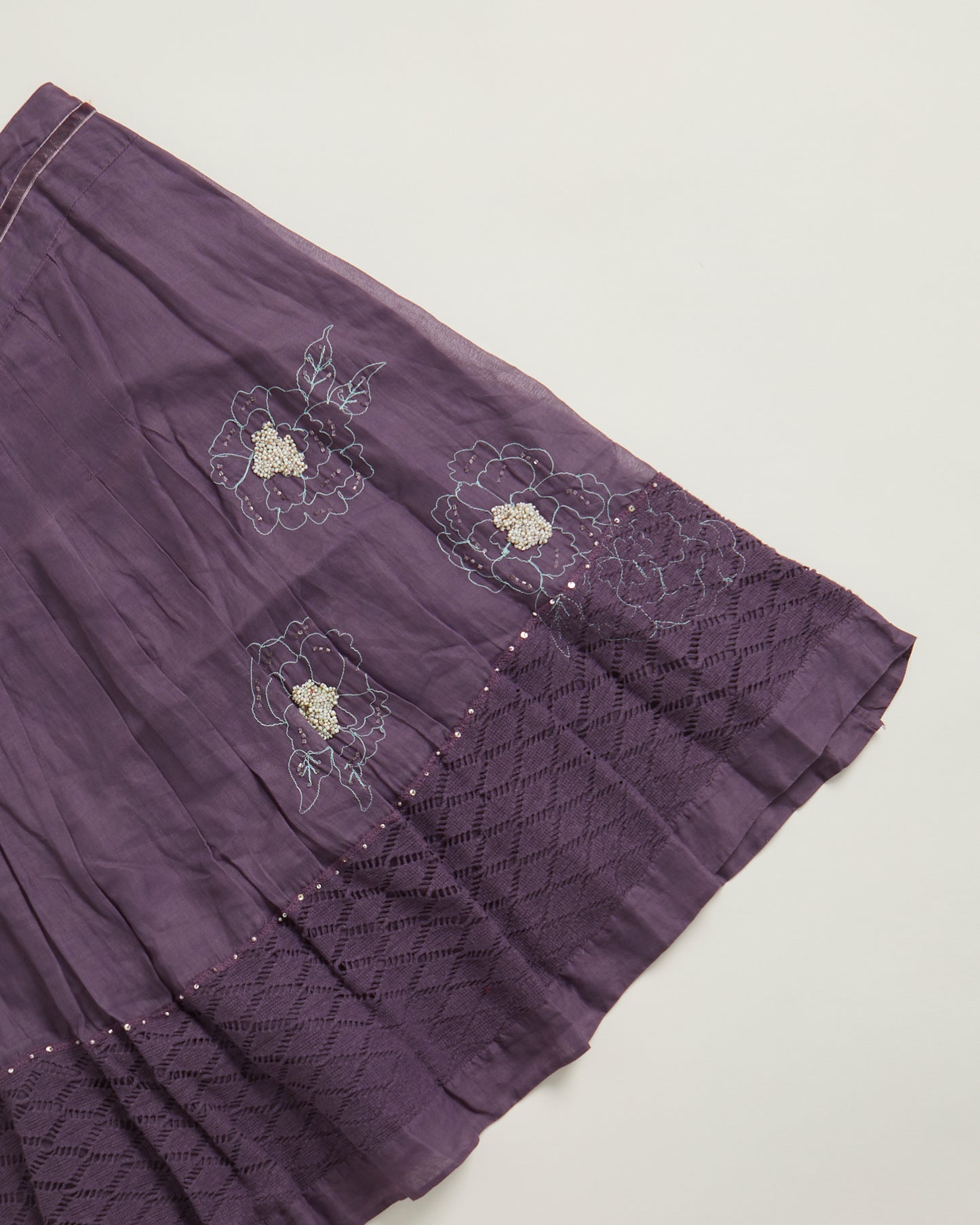 Purple y2k floral embroidery whistles skirt