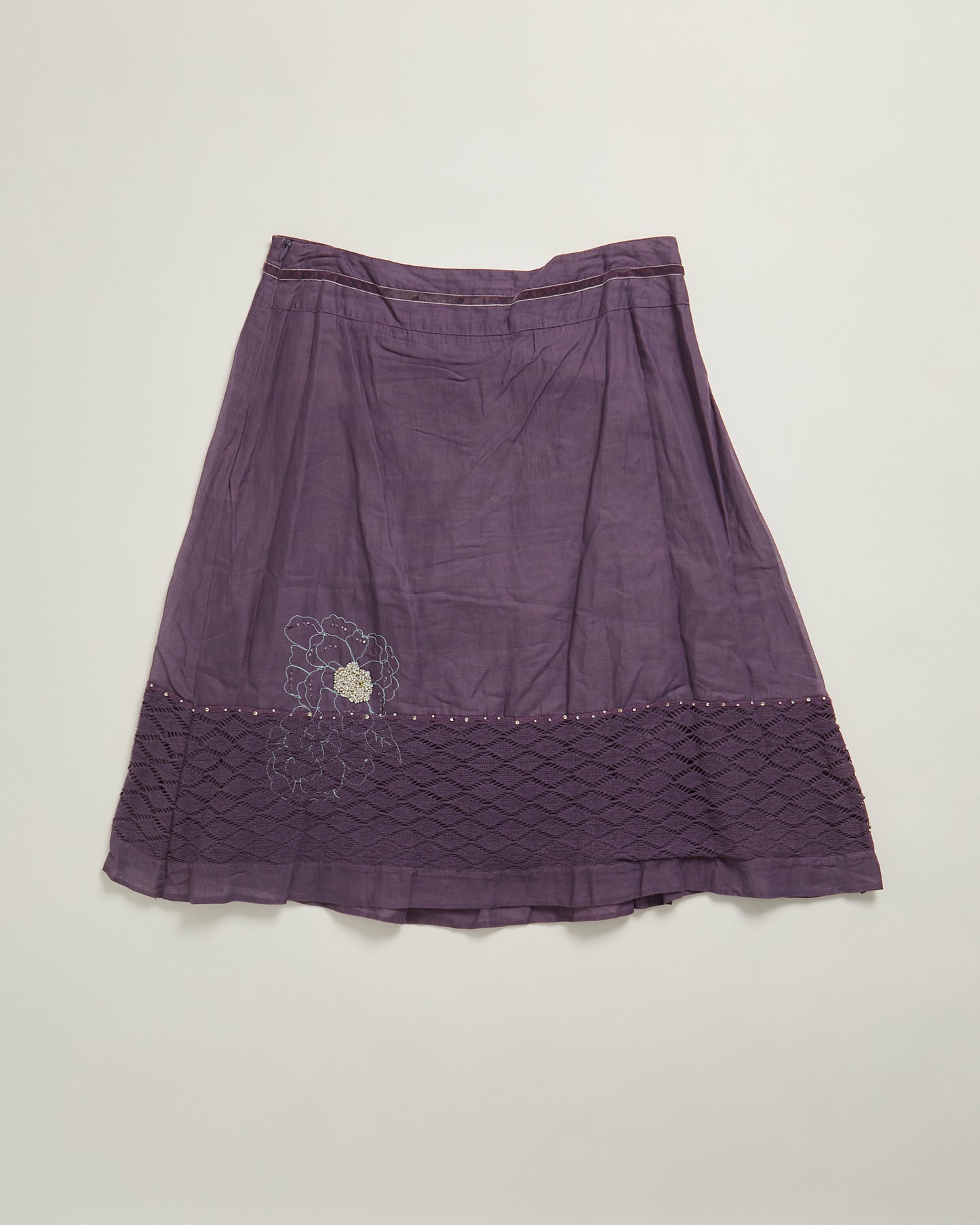 Purple y2k floral embroidery whistles skirt