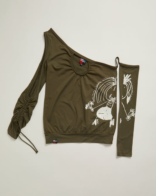 Desigual  khaki asymmetrical y2k top