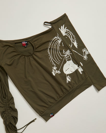 Desigual  khaki asymmetrical y2k top