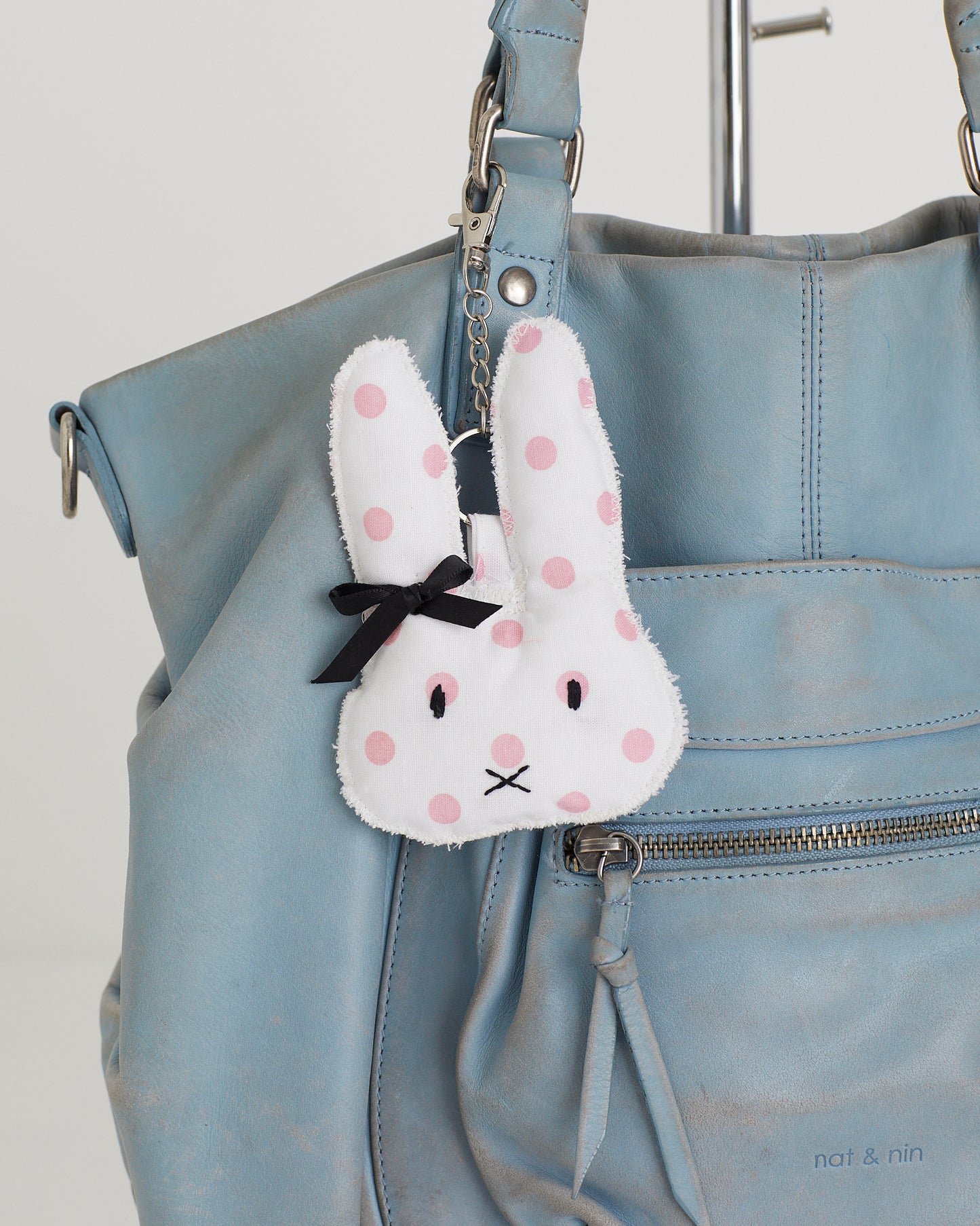 Pink Polka Dot Bunny Charm