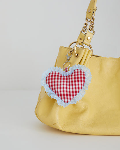 Red Gingham Heart Charm