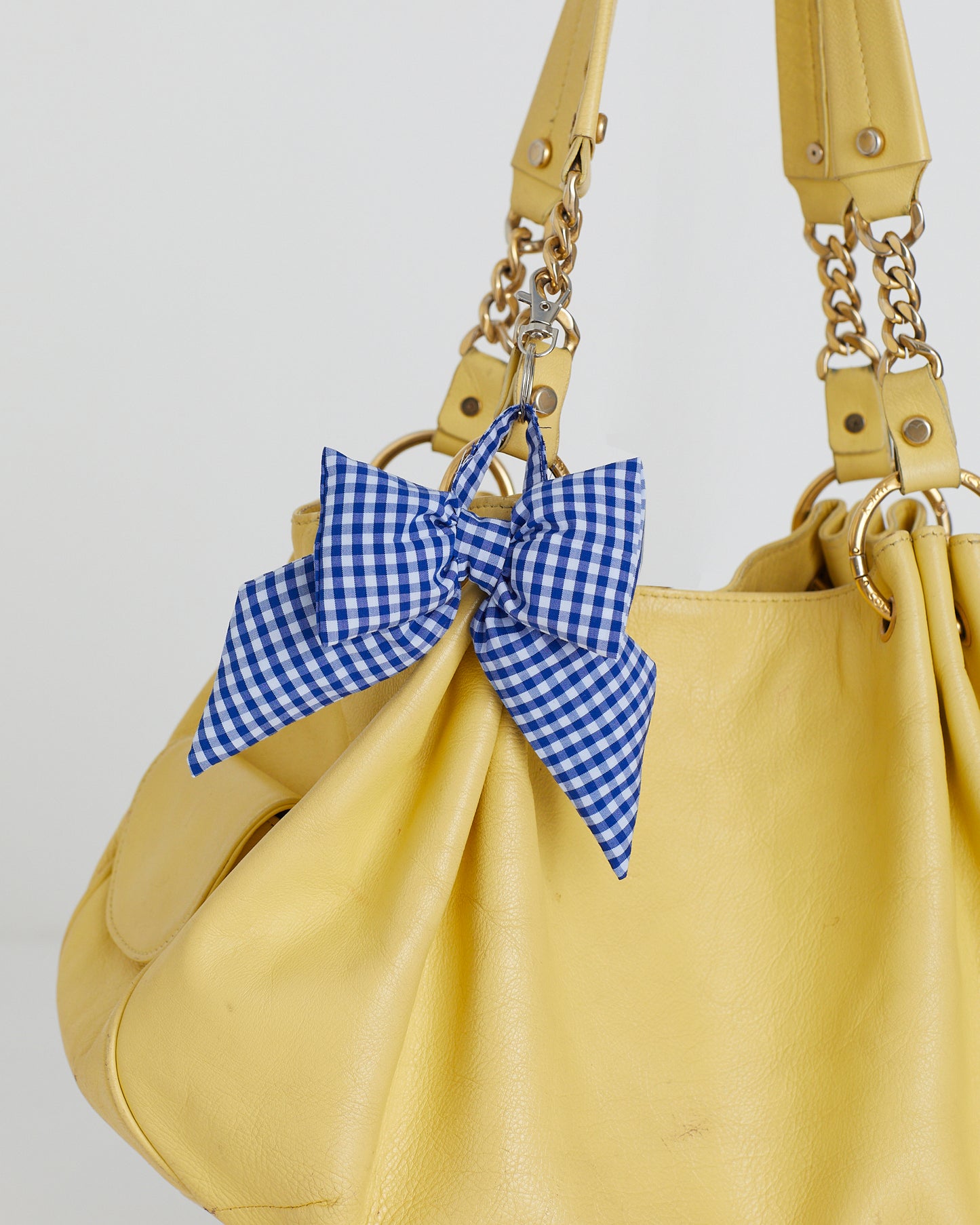 Blue Gingham Bow Charm