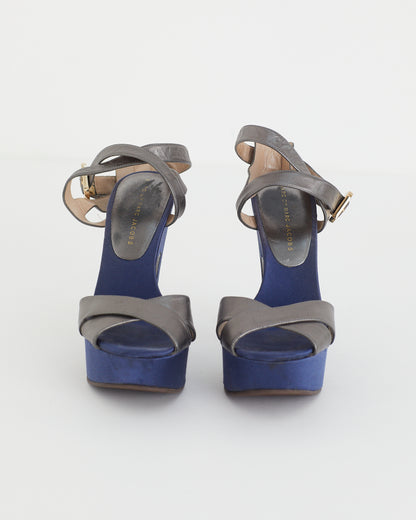 Marc Jacobs satin and silver leather heels