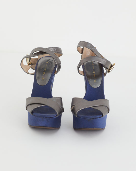 Marc Jacobs satin and silver leather heels