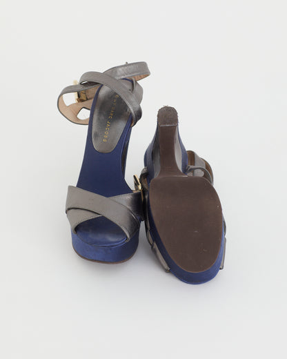 Marc Jacobs satin and silver leather heels