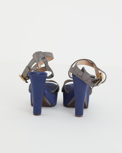 Marc Jacobs satin and silver leather heels