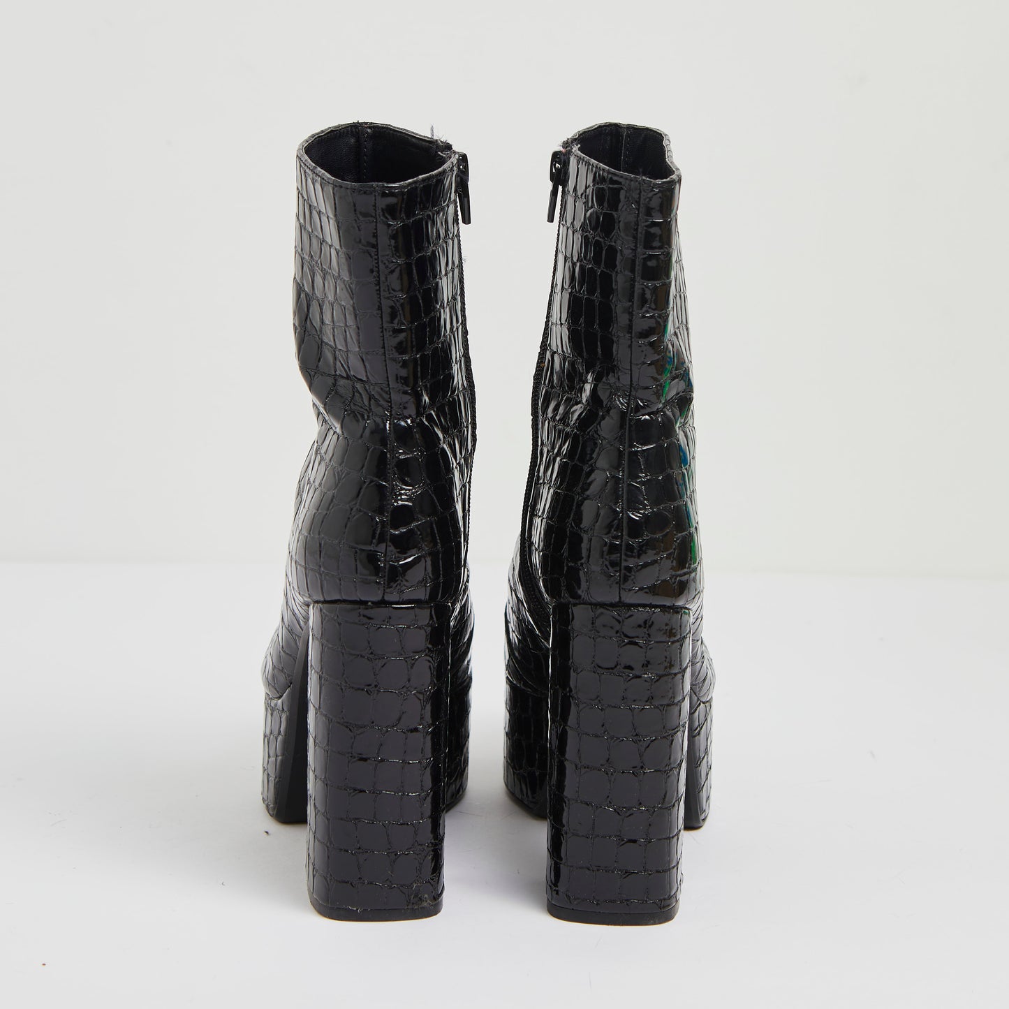 Black 'mock Croc' Platform gogo boots