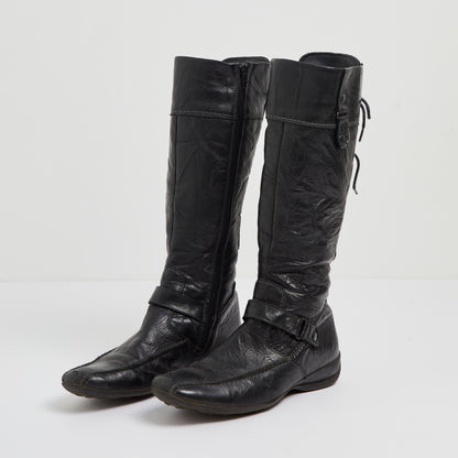 Black Biker knee boots by Lotus