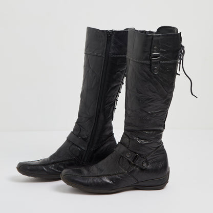 Black Biker knee boots by Lotus