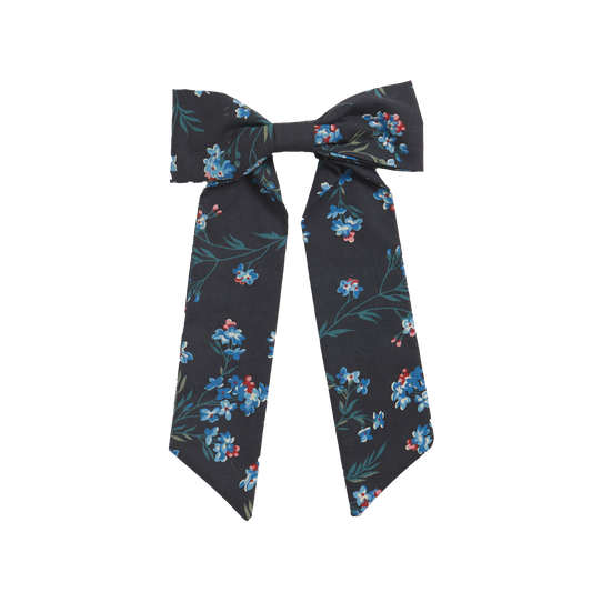 Black Bow with red and blue ditsy flowers