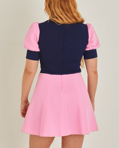 Pink and Navy Handmade Vintage Dress