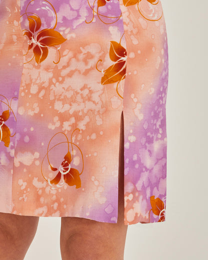 Lilac and Peach floral pattern 90s Dress