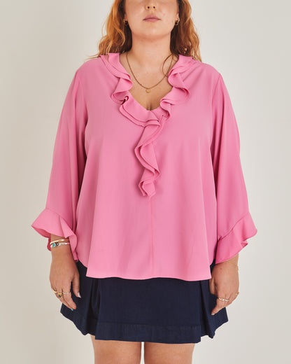 Hot Pink Wallis Vintage Ruffle Shirt