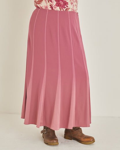 Pink Fluted Midi Skirt