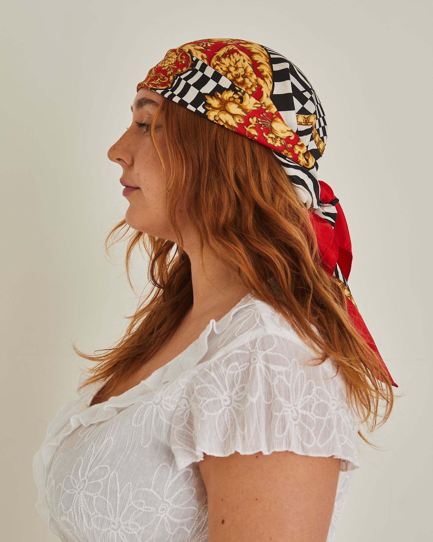 Red and Black checkerboard head scarf