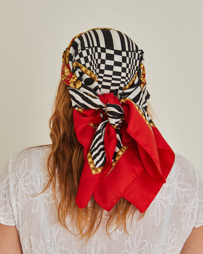 Red and Black checkerboard head scarf