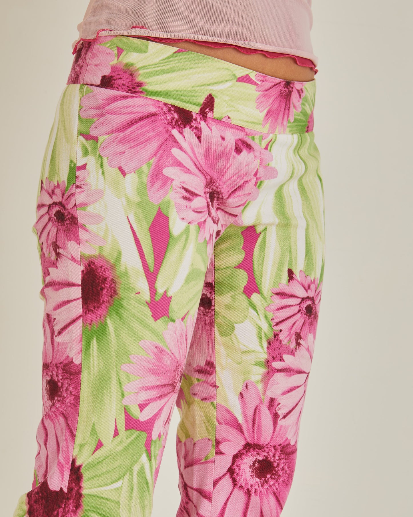 Pink and Green Vibrant Y2K Capri Pants