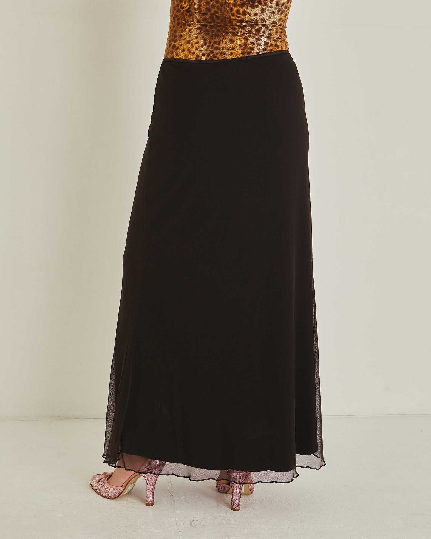 Maxi Length Patchwork Brown Skirt