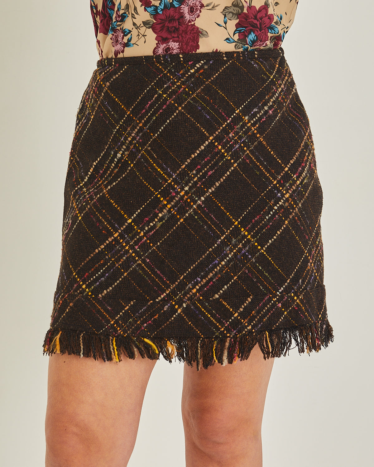 Brown and orange Tweed Mini Skirt