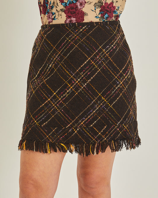 Brown and orange Tweed Mini Skirt