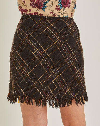 Brown and orange Tweed Mini Skirt