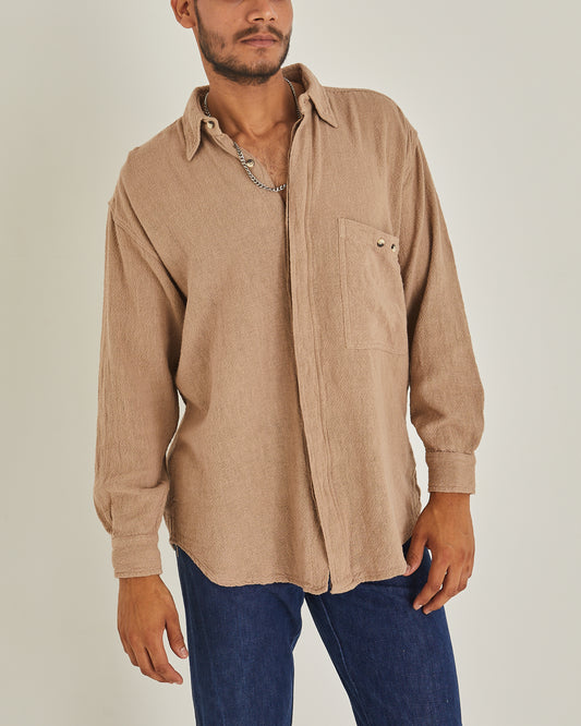 Brown Cotton Long Sleeve Shirt