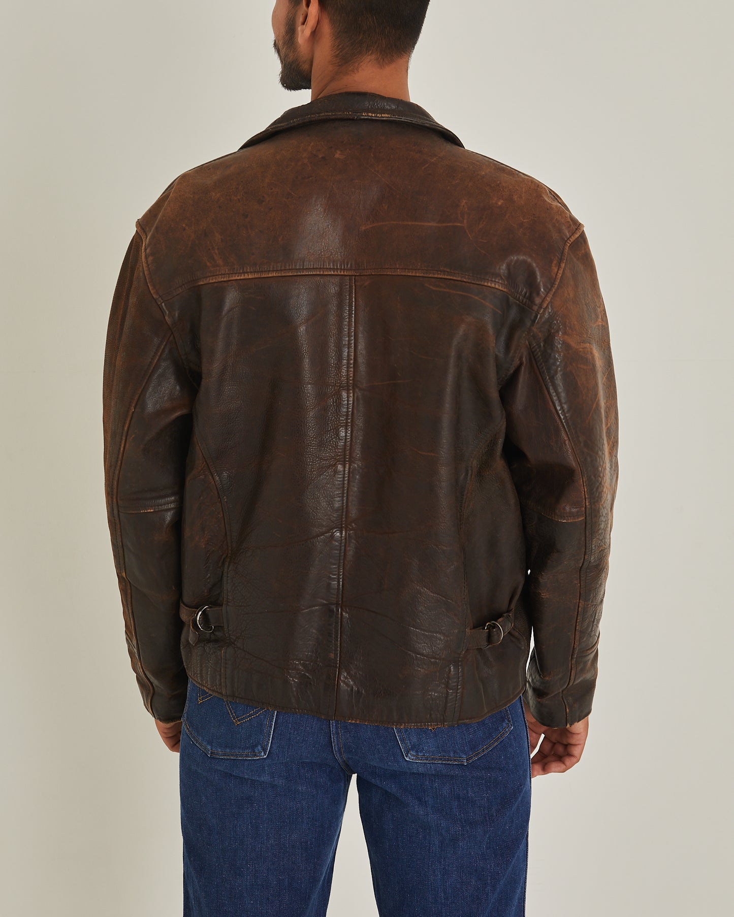 Brown Distressed Leather Motor Jacket