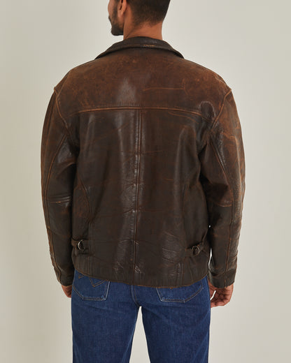 Brown Distressed Leather Motor Jacket