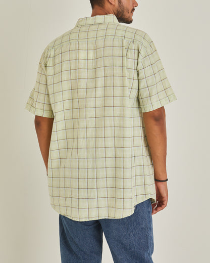 Pistachio Check Linen & Cotton Shirt