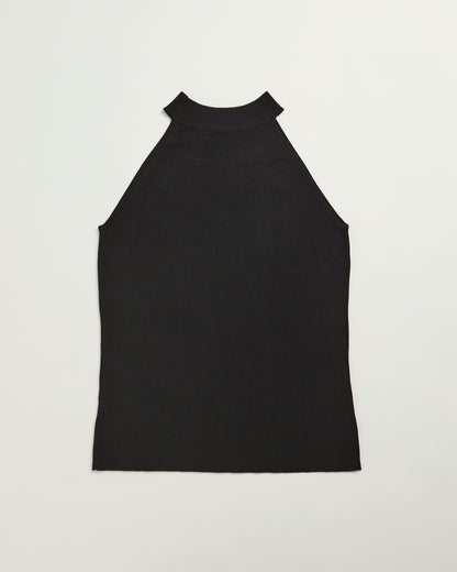 Youline Black halter knitt top with crytal detail