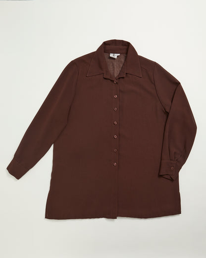 Brown Semi Sheer long sleeve shirt -Made in UK