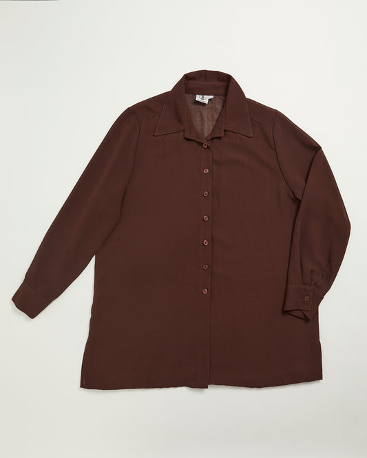 Brown Semi Sheer long sleeve shirt -Made in UK