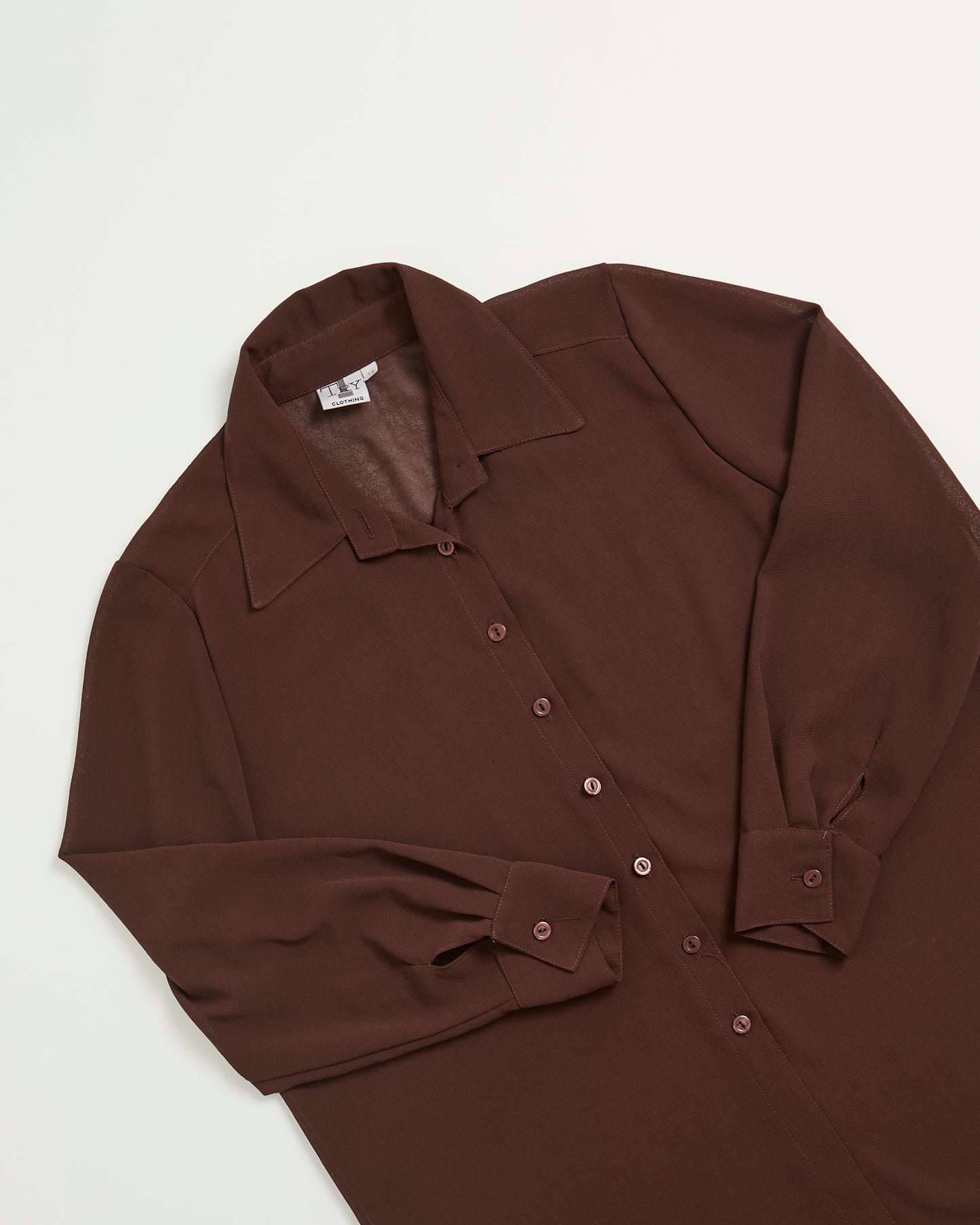 Brown Semi Sheer long sleeve shirt -Made in UK