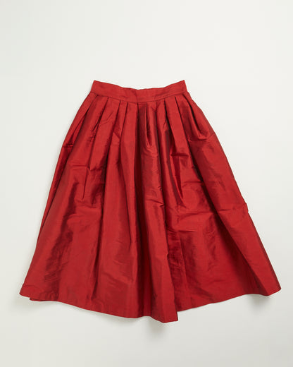 Red topshop satin midi skirt